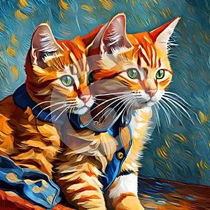 Beautiful cat oil painting - ai generated image