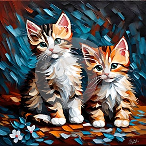 Beautiful cat oil painting - ai generated image