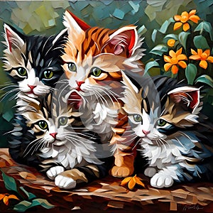 Beautiful cat oil painting - ai generated image