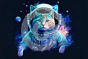 Beautiful cat in outer space.First trip to space