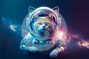Beautiful cat in outer space.First trip to space