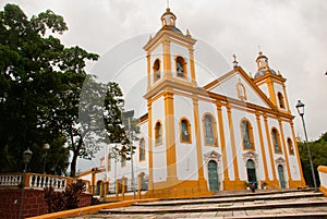 Beautiful Catholic Church. Matriz Church in Portuguese Igreja Matriz, Manaus Amazonas, Brazil