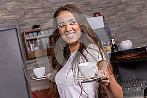 Beautiful caucasian waitress