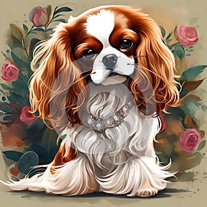 Beautiful cavalier dog - ai generated image