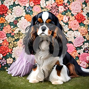 Beautiful cavalier dog - ai generated image