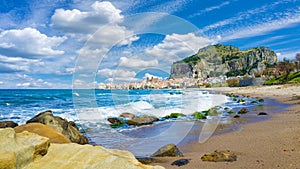 Beautiful Cefalu, small resort town on Tyrrhenian coast of Sicily, Italy