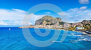 Beautiful Cefalu, small resort town on Tyrrhenian coast of Sicily, Italy