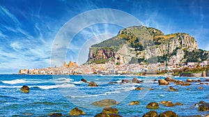 Beautiful Cefalu on Tyrrhenian coast of Sicily, Italy