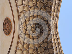 Beautiful ceiling design mosaic at Iranian traditional palace