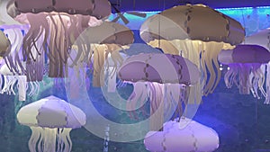 Beautiful ceiling lamp in the form of marine jellyfish stock footage video