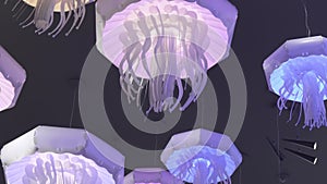 Beautiful ceiling lamp in the form of marine jellyfish stock footage video