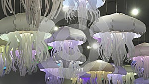 Beautiful ceiling lamp in the form of marine jellyfish stock footage video