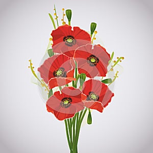 Beautiful celebratory bouquet of red poppies photo