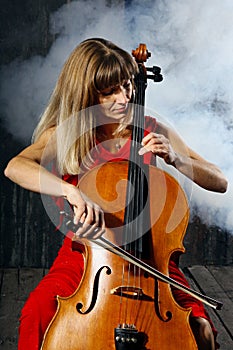 Beautiful cello musician