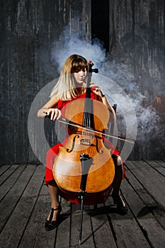 Beautiful cello musician