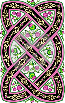 Beautiful Celtic pattern with flowers thistle