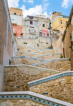 Beautiful ceramic stair in the city of Sciacca. Province of Agrigento, Sicily.