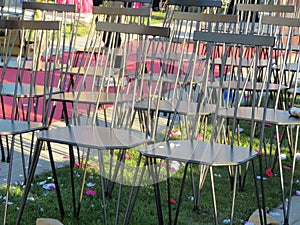 Beautiful chairs after being used for a wedding photo