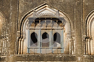 Beautiful Chajja window of the entarnce to Tomb of Ali Barid Shah, Bidar, Karnataka