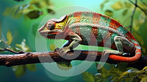 Beautiful of chameleon panther, chameleon panther on branch, chameleon panther closeup