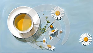 Beautiful chamomile tea illustration