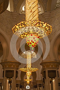 Beautiful chandelier inside Sheikh Zayed Grand Mosque, Abu Dhabi, UAE