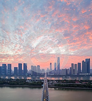 Beautiful changsha city with morning glow