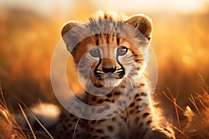 Beautiful cheetah cub at sunset