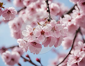 Beautiful cherry blossom branch in Japan.Cherry blossom festival.