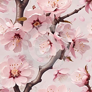 Beautiful cherry blossom sakura flowers. Seamless pattern