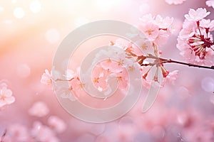 Beautiful cherry blossom sakura in spring time with soft focus, Beautiful cherry blossom background with soft focus and bokeh, AI