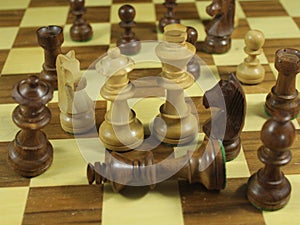 Beautiful chess game with different figures strategy fun culture photo