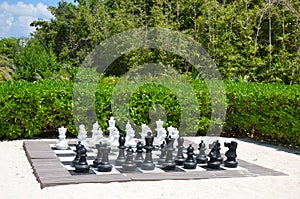 Beautiful chess in th beachfront, surrounded by vegetation