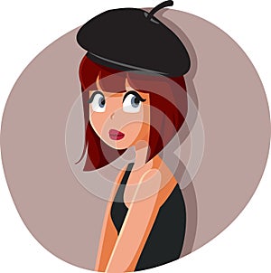 Fashion Girl Wearing French Style Beret Character