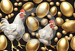 Beautiful Chicken and Brilliant Gold Egg