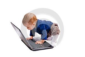 Beautiful child and laptop