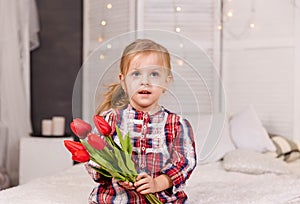 Beautiful child loves pleasant gifts. Valentines day, Birthday