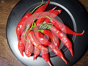 Beautiful chili peppers or chili peppers scientific name Capsicum baccatum. photo