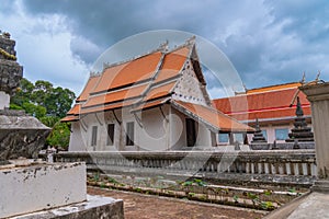 Beautiful Chinaware bowls decorated on the wall of church at wat Ban Lang