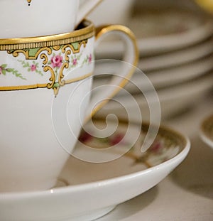 Beautiful chinaware on shelves of an antique shop - 2