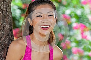 Beautiful Chinese Asian Young Woman Girl Laughing WIth Perfect Teeth
