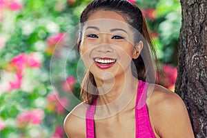 Beautiful Chinese Asian Young Woman Girl Laughing WIth Perfect Teeth