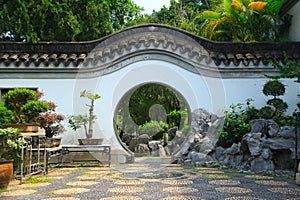 Beautiful Chinese Garden in Kowloon Walled City Park, Hong Kong