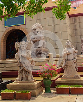 Beautiful Chinese`s style sculptures at Anek Kusala Sala Viharn Sien, Thai-Chinese temple in Pattaya, Thailand. It was built in