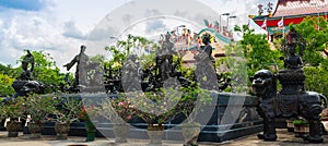 Beautiful Chinese`s style sculptures at Anek Kusala Sala Viharn Sien, Thai-Chinese temple in Pattaya, Thailand. It was built in