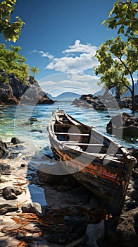 Boat Park in The Beautiful Island Under The Blue Sky