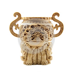 Beautiful chinese vase made of ivory