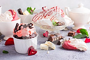 Beautiful chocolate cupecake with meringue photo