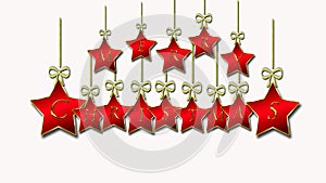 Beautiful Christmas background with red stars and gold writing