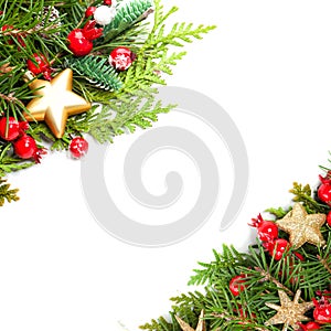 Beautiful Christmas Background with Xmas Tree Twig